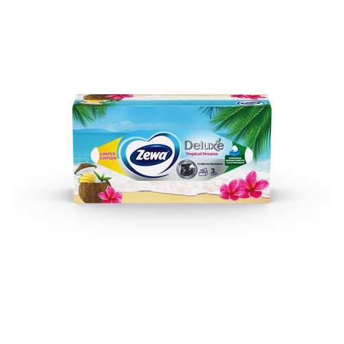 Салфетки Бумажные Косметические Zewa Deluxe Дизайн, 3 слоя, 90 шт. в Санги Стиль