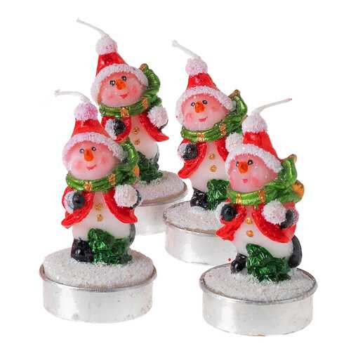 Набор из 4 новогодних чайных свечей Снеговичок Snowmen в Санги Стиль