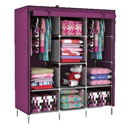 Складной каркасный тканевый шкаф STORAGE WARDROBE 175*130*45 см розовый в Санги Стиль