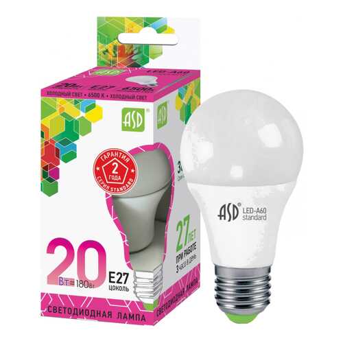 Лампочка ASD A60 E27 20W 6500K LED-A60-standard в Санги Стиль