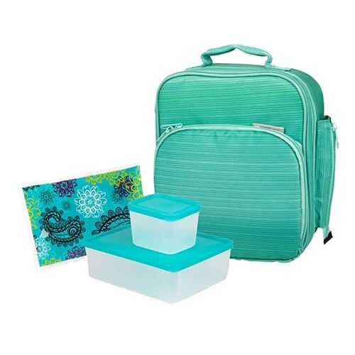 Сумка для ланча + 2 ланч-бокса + охлаждающий пакет Lunch Box Kit (TURQ) в Санги Стиль