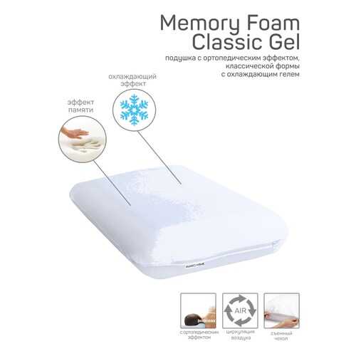 Подушка AMARO HOME Memory Foam Classic Gel 60х40х12 см. в Санги Стиль